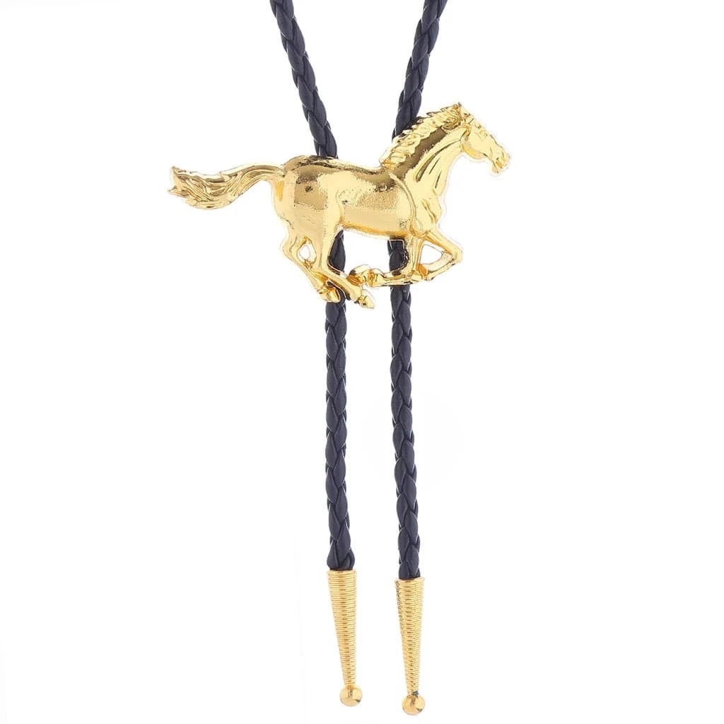 Western Bolo Tie med galopperande häst Guld