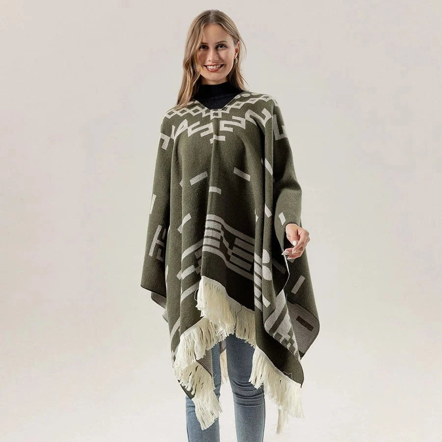 Western poncho Grön / One Size
