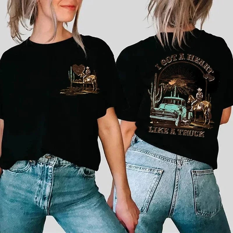 Western T-shirt för dam "I Got a Heart Like a Truck"