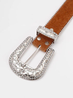 Westernbälte Brun med Strass och Silverspänne Brun / 115cm