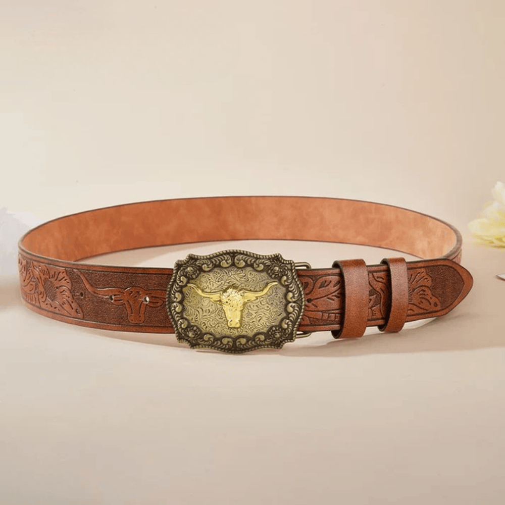 Westernbälte gyllene longhornspänne