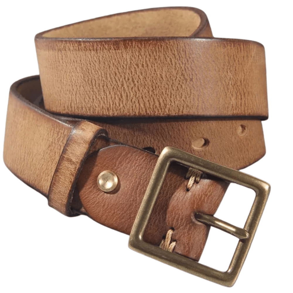 Westernbälte i Äkta Läder med Mässingsspänne Ljusbrun / 100cm