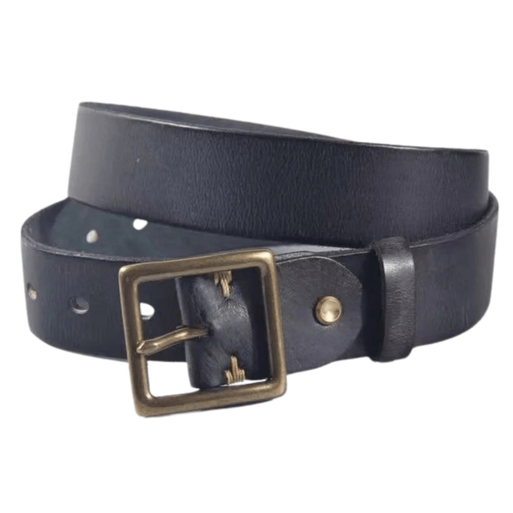 Westernbälte i Äkta Läder med Mässingsspänne Svart / 100cm