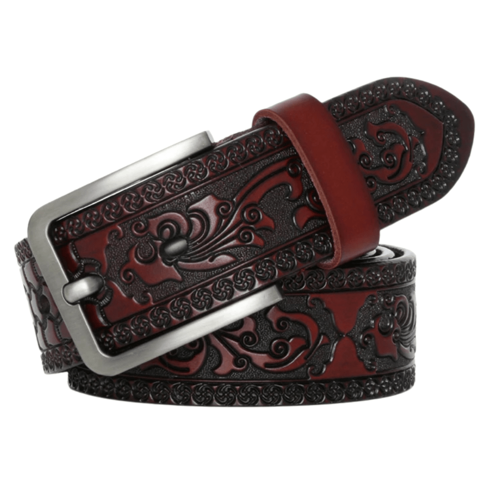 Westernbälte i Blommönstrad Präglat Läder med Klassisk Spänne