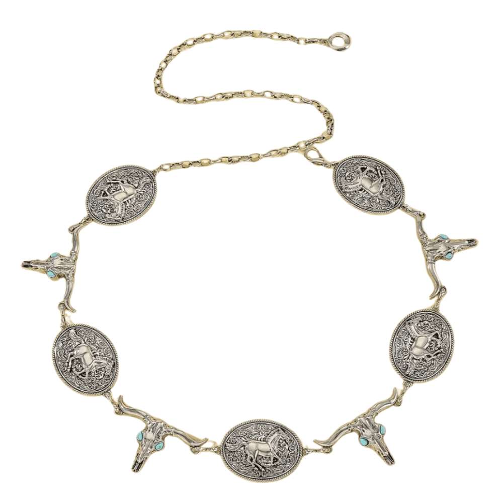 Westernbälte i metall för kvinnor med justerbar bohokedja