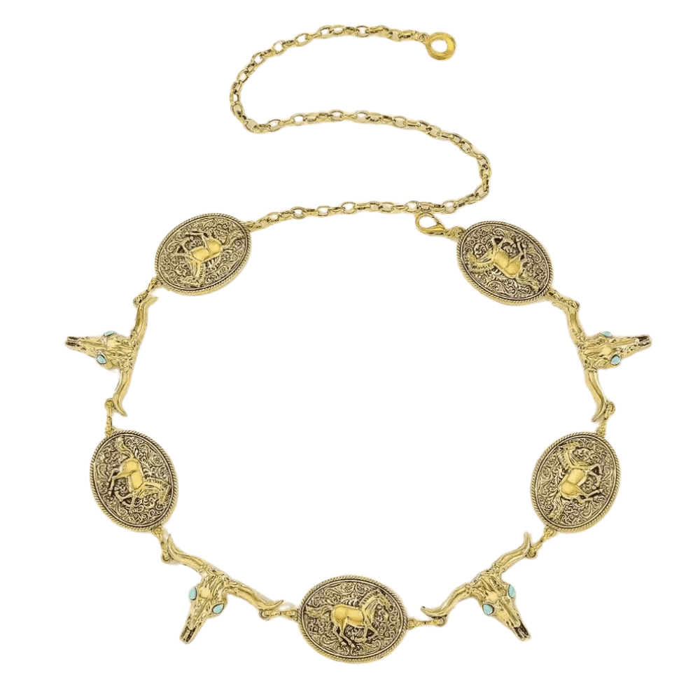 Westernbälte i metall för kvinnor med justerbar bohokedja