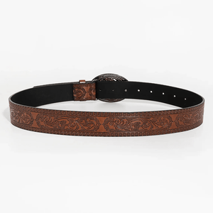Westernbälte med Rosspänne i Brunt Präglat läder