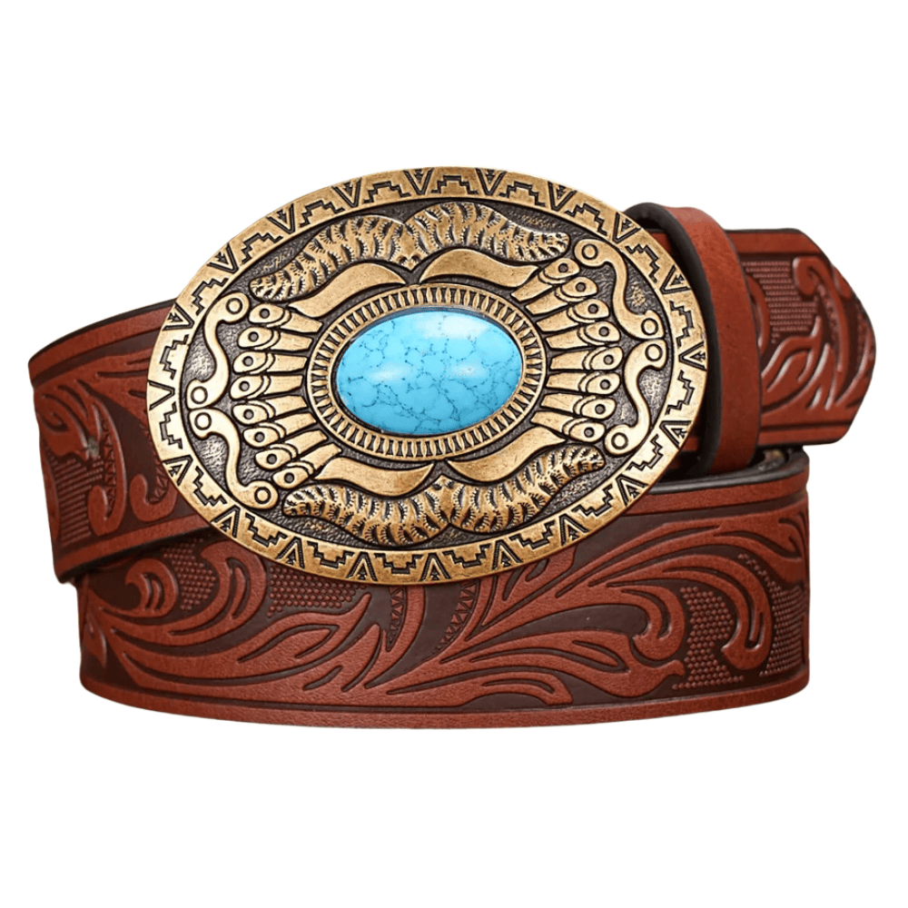 Westernbälte med turkost spänne Brun / 120cm
