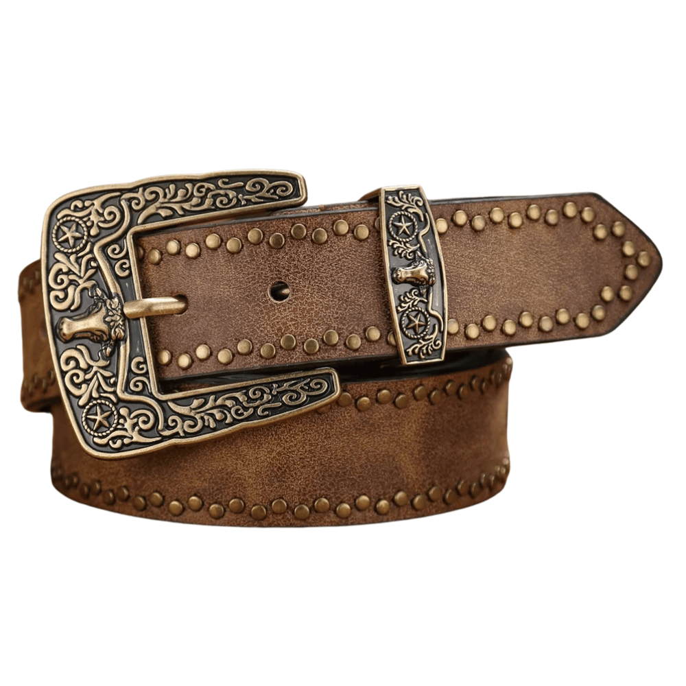 Westernbälte vintage spänne Brun Guld / 120cm