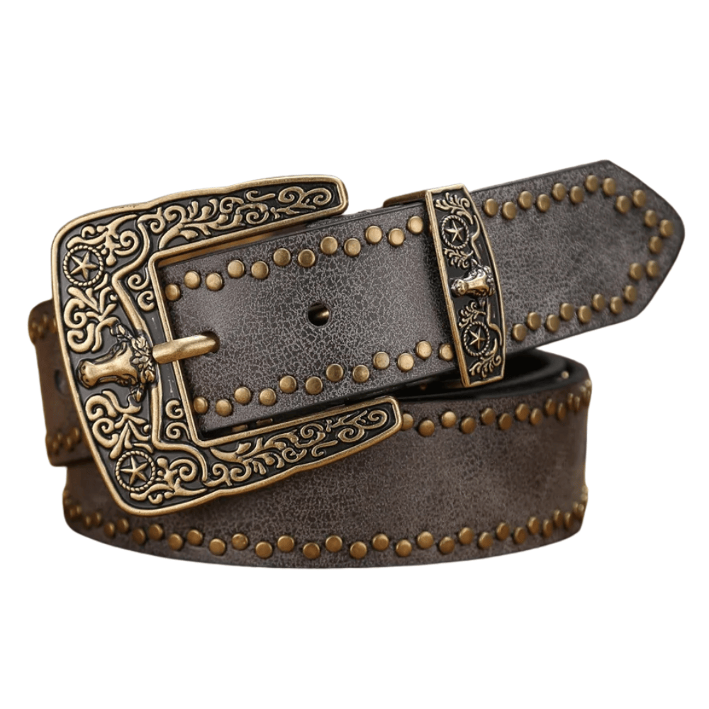 Westernbälte vintage spänne Svart Guld / 120cm