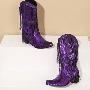 Westernboots med Glittrande Fransdesign
