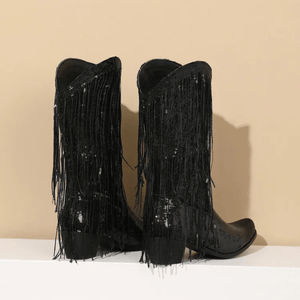 Westernboots med Glittrande Fransdesign
