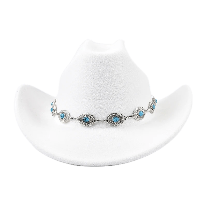 Westernhatt i Filttyg med Turkos Dekor