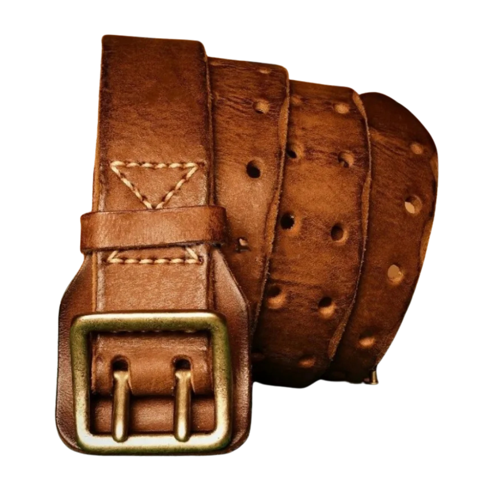 Western bälte i äkta läder med vintage spänne