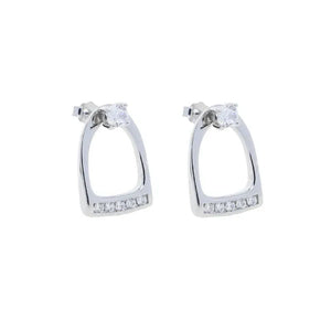 100% 925 Sterling Silver Bling Equestrian Horse Jewelry Micro Pave CZ Snaffle Bit 2025 New Charm Earring ME06 silver