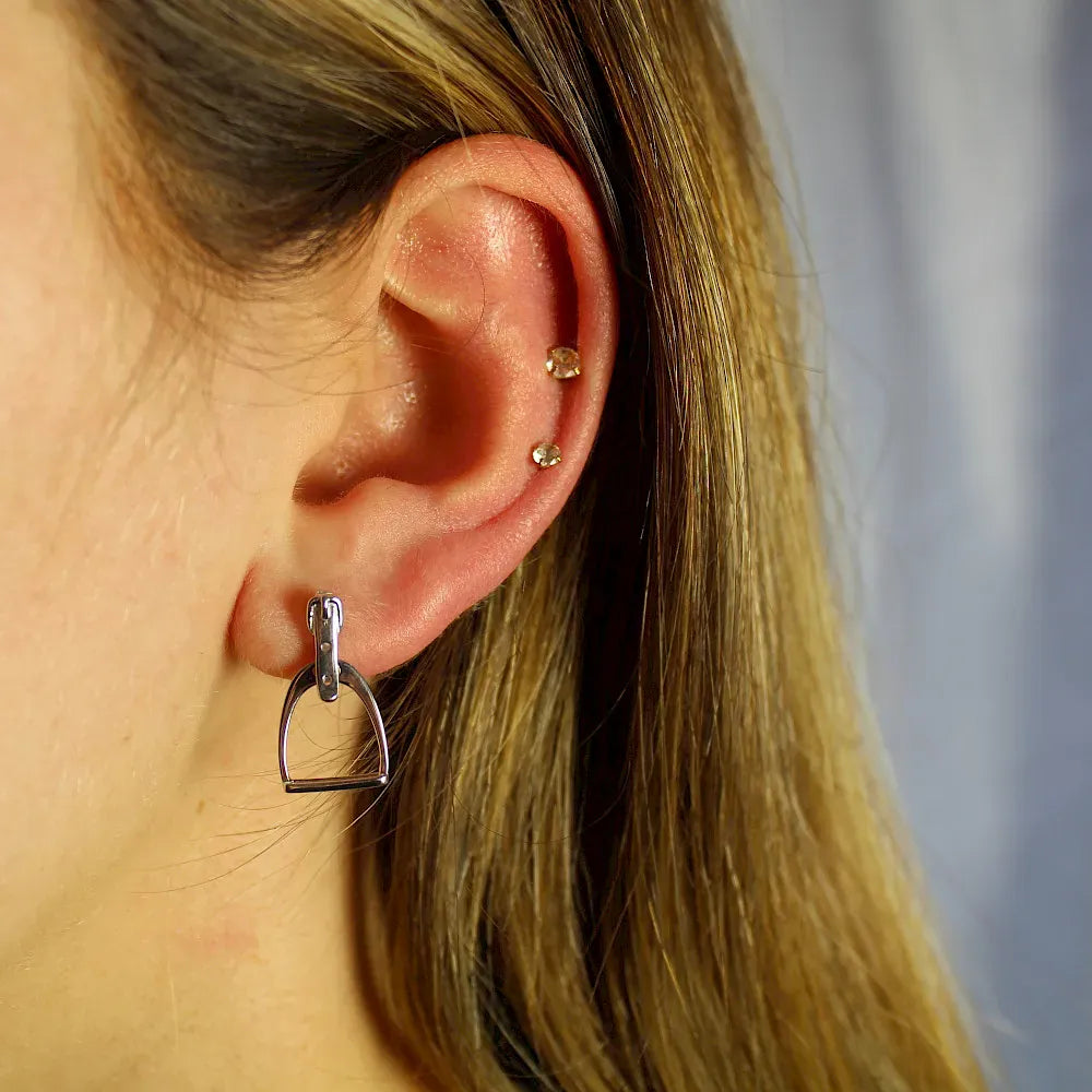 100% 925 Sterling Silver Equestrian Jewelry 3 Colors Cute Lovely Design Stirrup Stud Earring