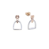 100% 925 Sterling Silver Equestrian Jewelry 3 Colors Cute Lovely Design Stirrup Stud Earring rose