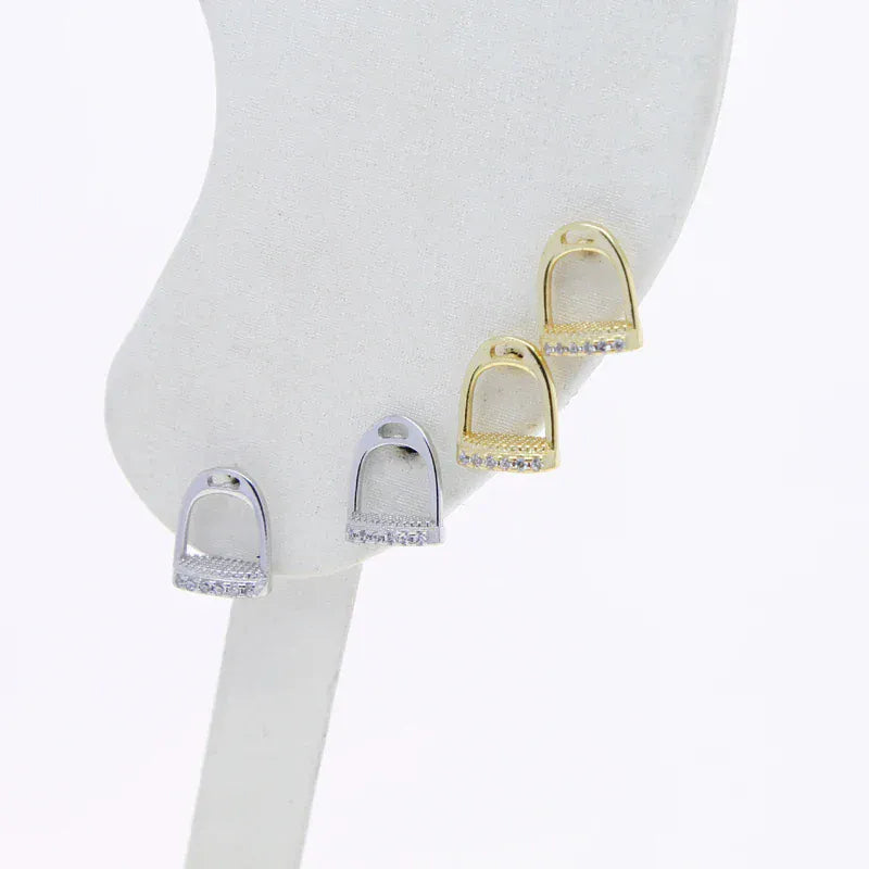 100% 925 Sterling Silver Pave Bling 5A CZ Horseshoe Stirrup Stud Earring Equestrian Horse Lover Jewelry