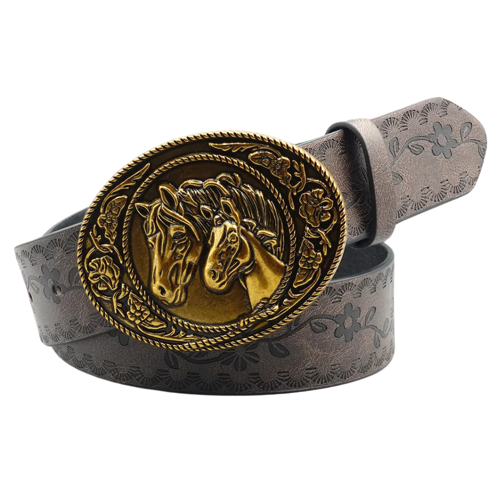 Cowboybälte i Retrostil med Hästmotiv och Präglad Design