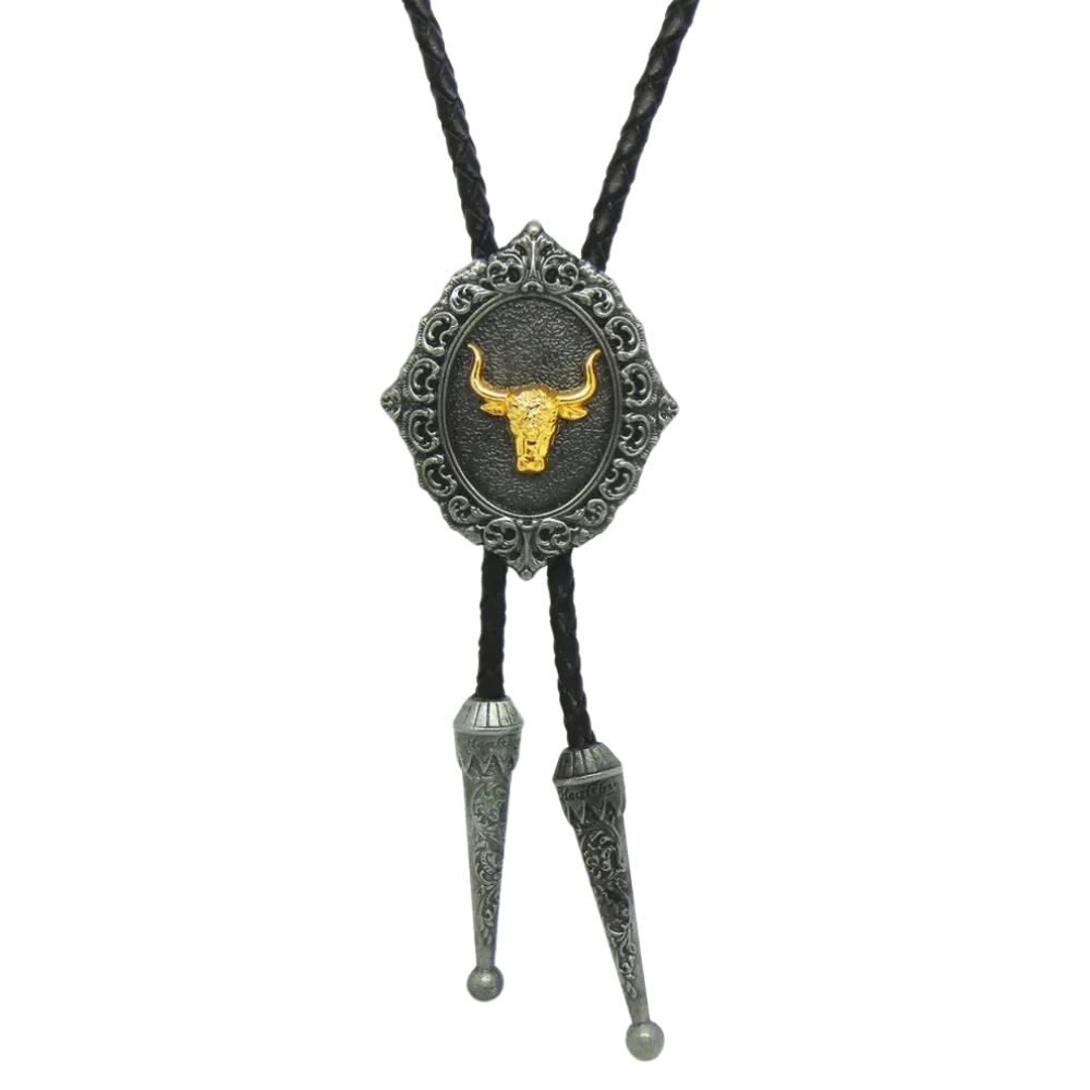 Bolo tie i antiksilver med djurmotiv och snidad ram