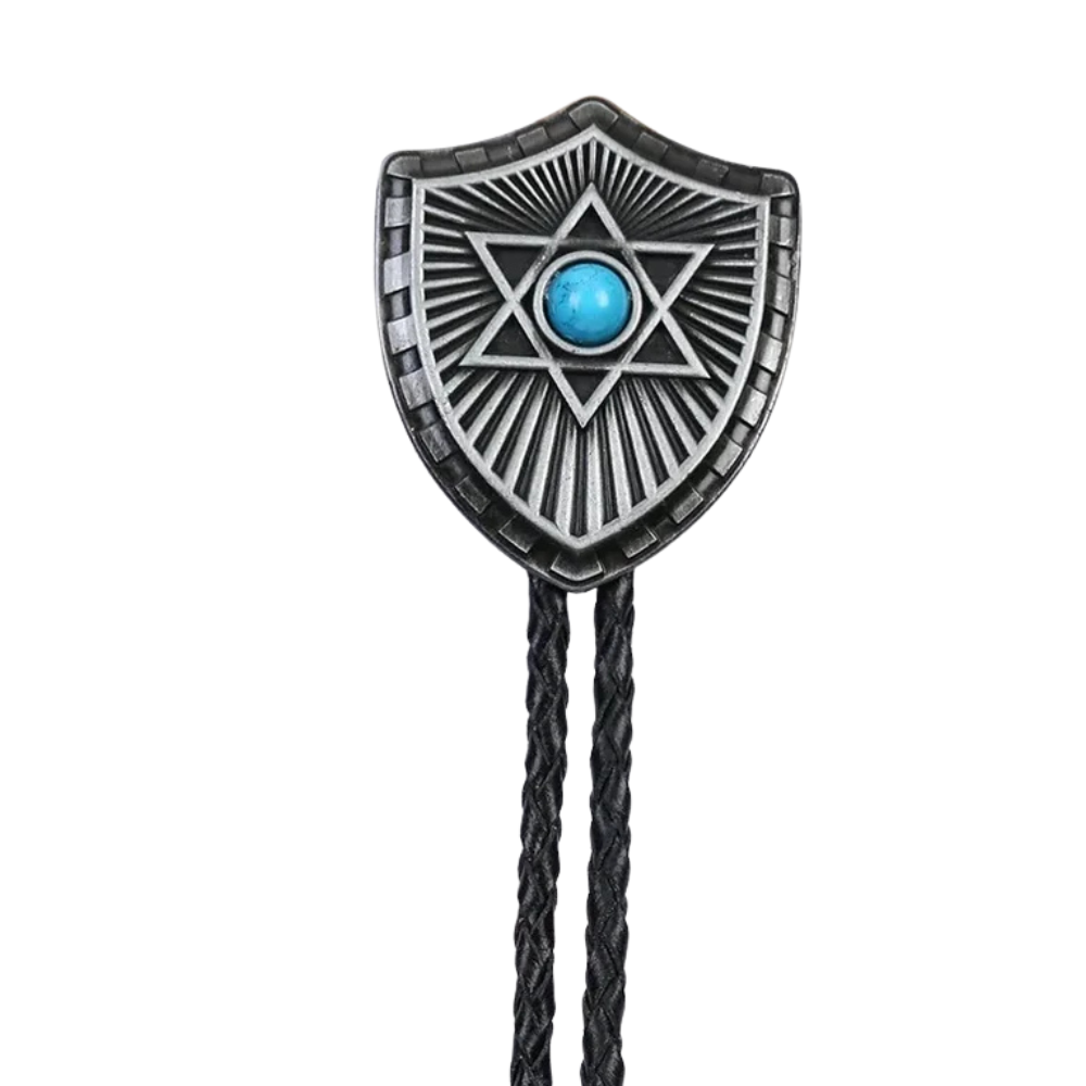 Bolo tie i form av sexuddig stjärna med natursten