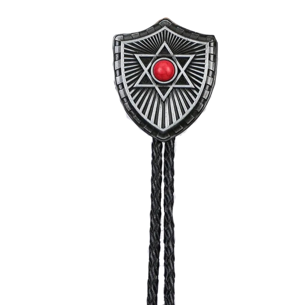Bolo tie i form av sexuddig stjärna med natursten