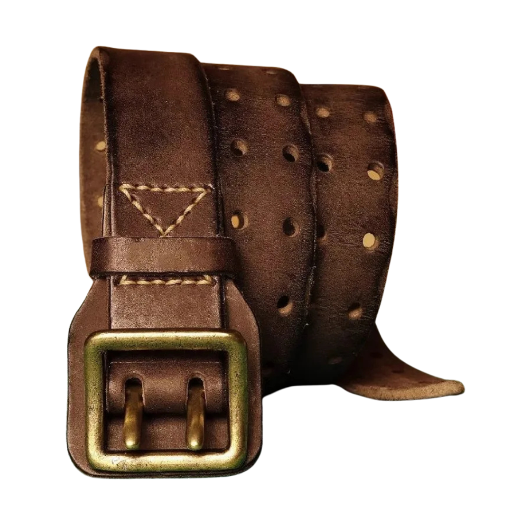 Western bälte i äkta läder med vintage spänne
