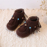 Mockasiner med fransar och pärldetaljer för små cowgirls
