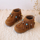 Mockasiner med fransar och pärldetaljer för små cowgirls