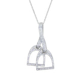 2025 Luxury 925 Silver Sterling Iced Out Bling Cz Paved Horse Hoof Pendant Horseshoe Bit Necklace Women Fashion Jewelry silver / 41with5cm