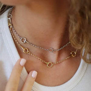 2025 New Arrived Gold Color Snaffle Bit Link Chain Bracelet Bangle Women Lover Charm Equestrian Horse Necklace Jewelry