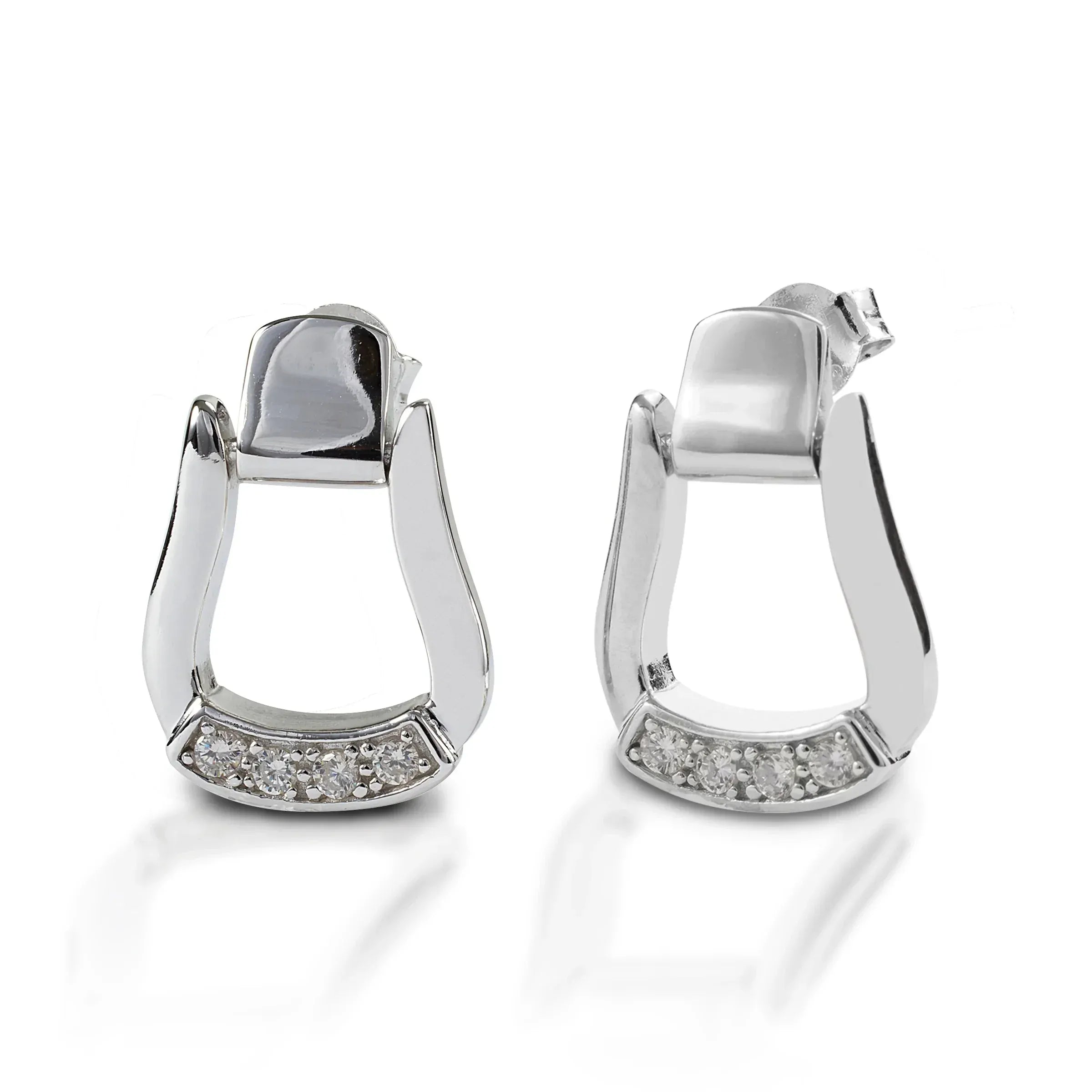 2025 Real 925 Sterling Silver Fashion Snaffle Bit Horseshoe U Shape Stud Earring Pave CZ Charm Equestrian Horse Jewelry