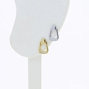 2025 Real 925 Sterling Silver Fashion Snaffle Bit Horseshoe U Shape Stud Earring Pave CZ Charm Equestrian Horse Jewelry