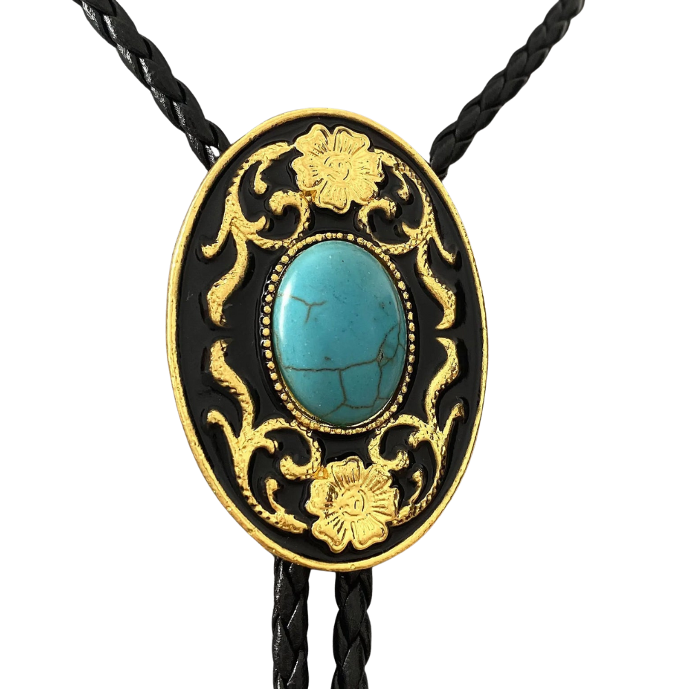 Bolo tie med dekorativ sten och barockdetaljer