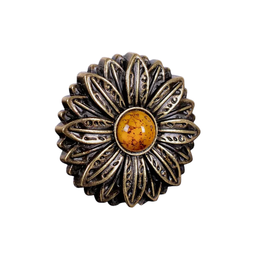 Concho i Antikkoppar med Blomdekor och Gul Turkossten