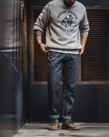 Raw denim jeans