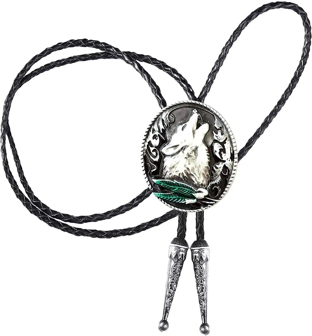 Bolo tie med ylande varg i zinklegering