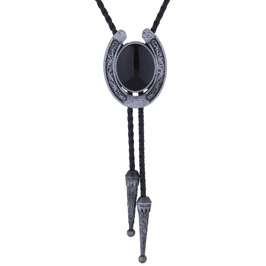 Bolo tie med hästsko och natursten