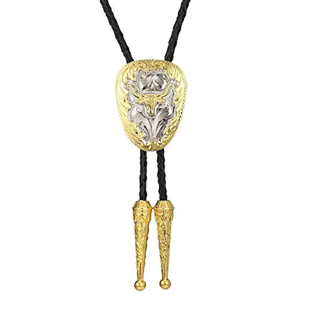 Bolo tie med tjurhuvud i guld och silver