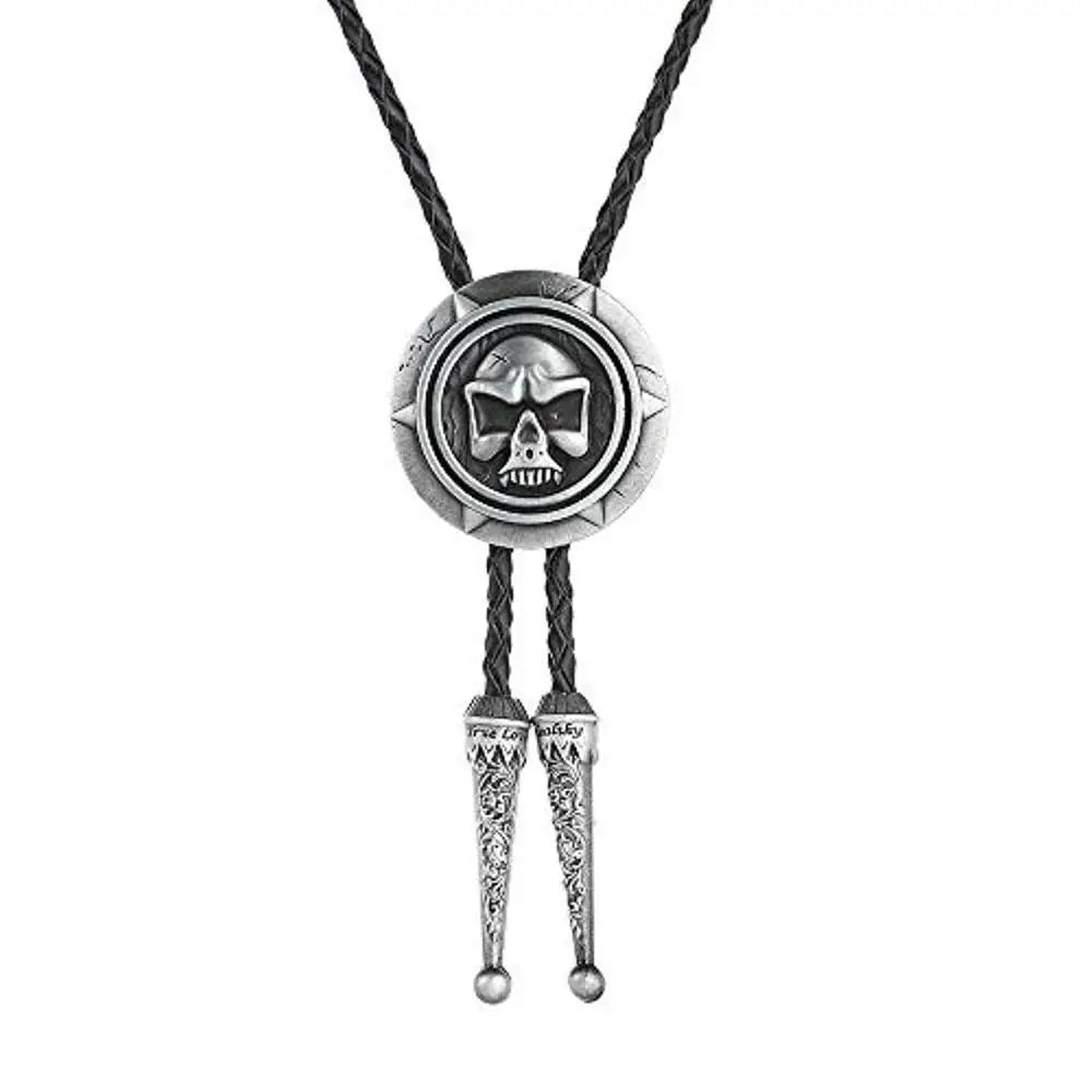 Bolo tie med dödskalle i metall