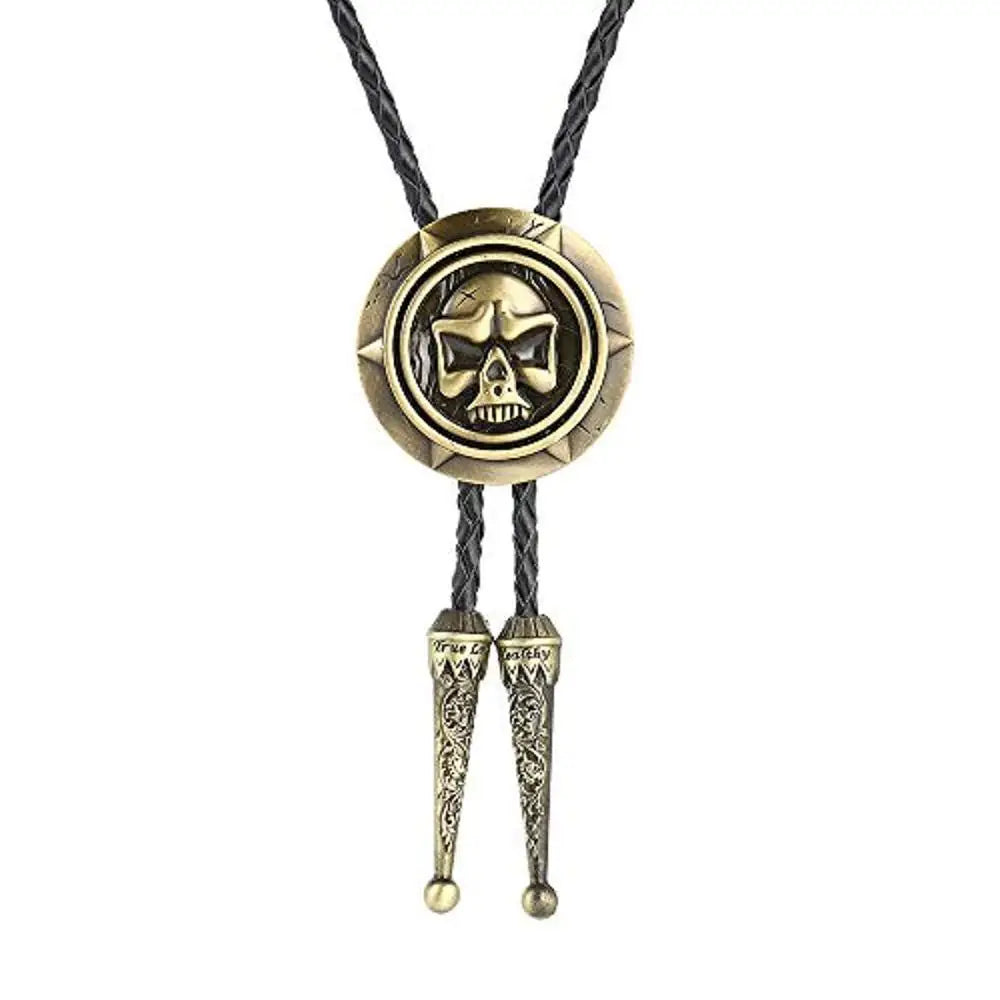 Bolo tie med dödskalle i metall