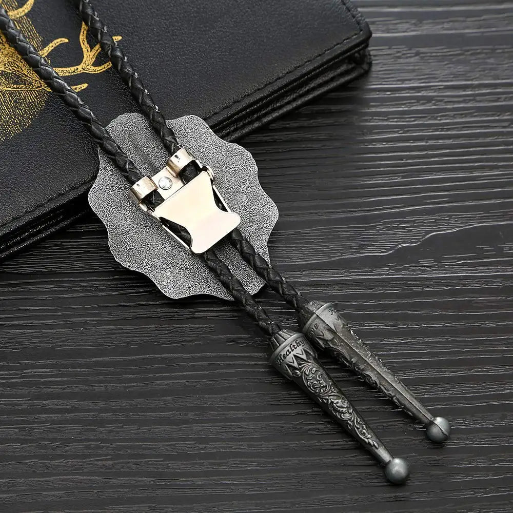 Bolo tie med blå sten och antik silverram