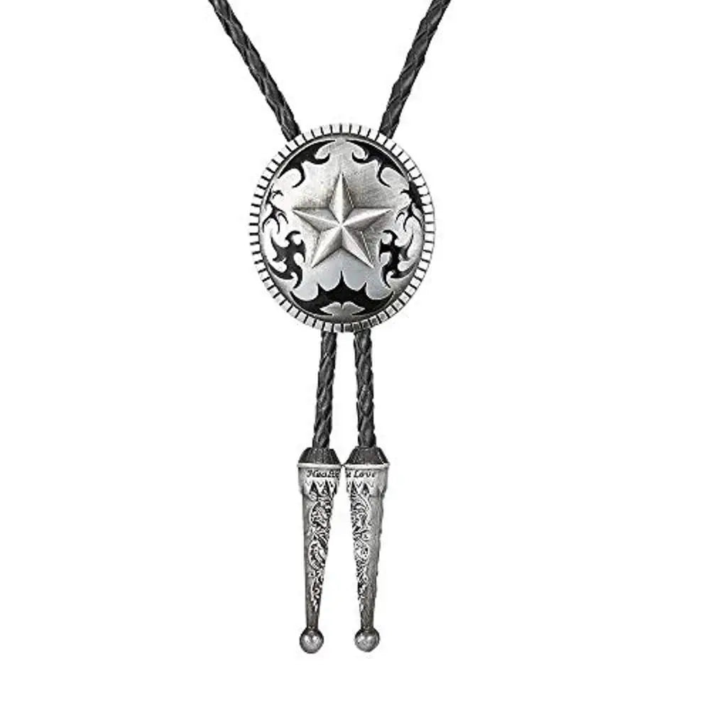 Bolo tie med stjärnmotiv i antik metall