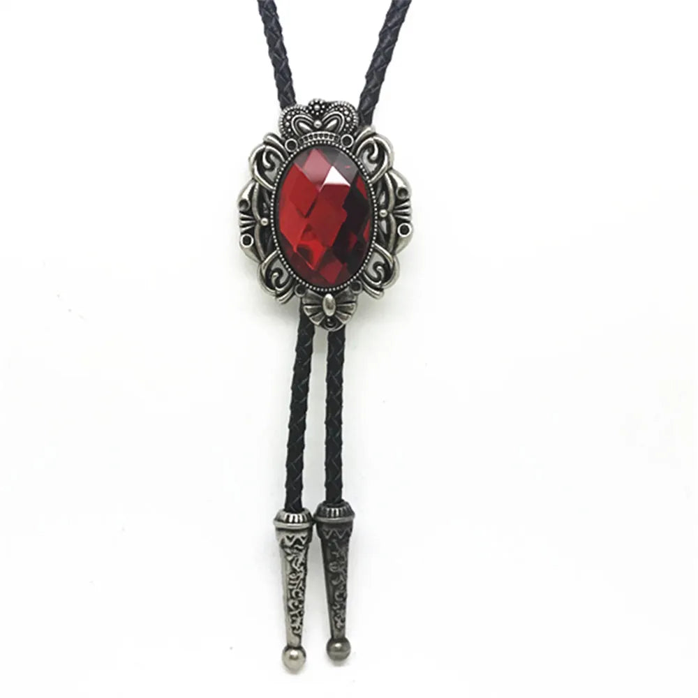 Bolo tie med oval glassten och vintagekrona