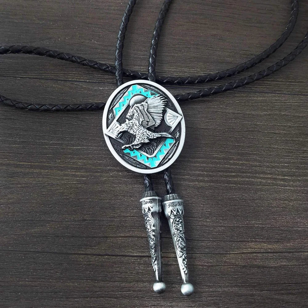 Bolo tie med örn och turkosdetaljer