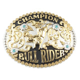 Rodeo Champion Bältesspänne "Bull Rider" med Turkos Strass