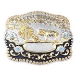 World Champion Cowboy Bältesspänne Guld Silver Turkis Detaljer