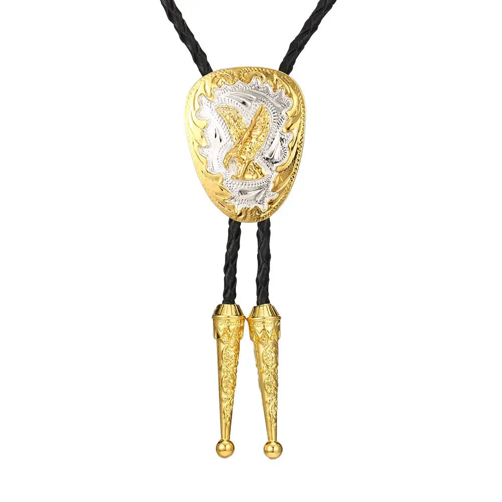 Bolo tie i guld med örnmotiv