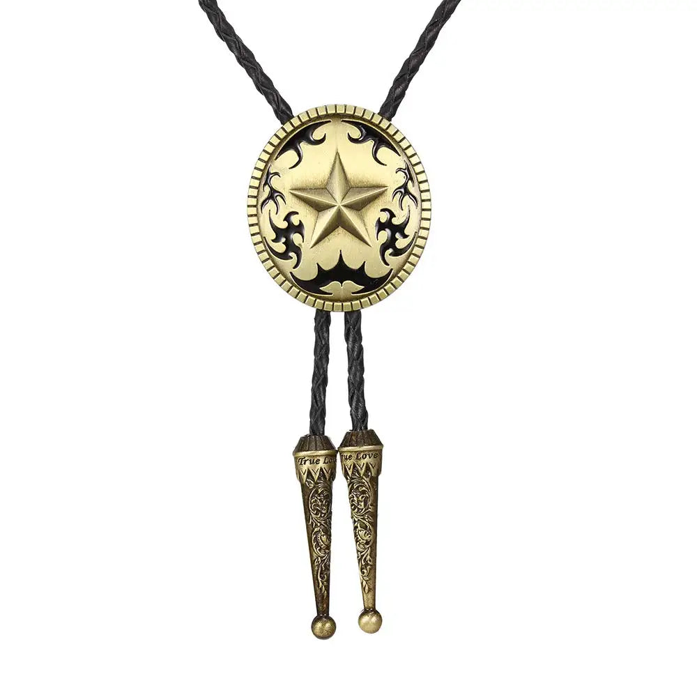 Bolo tie med stjärnmotiv i antik metall