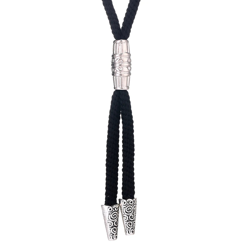 Bolo tie med silverfäste och svart nylonrep